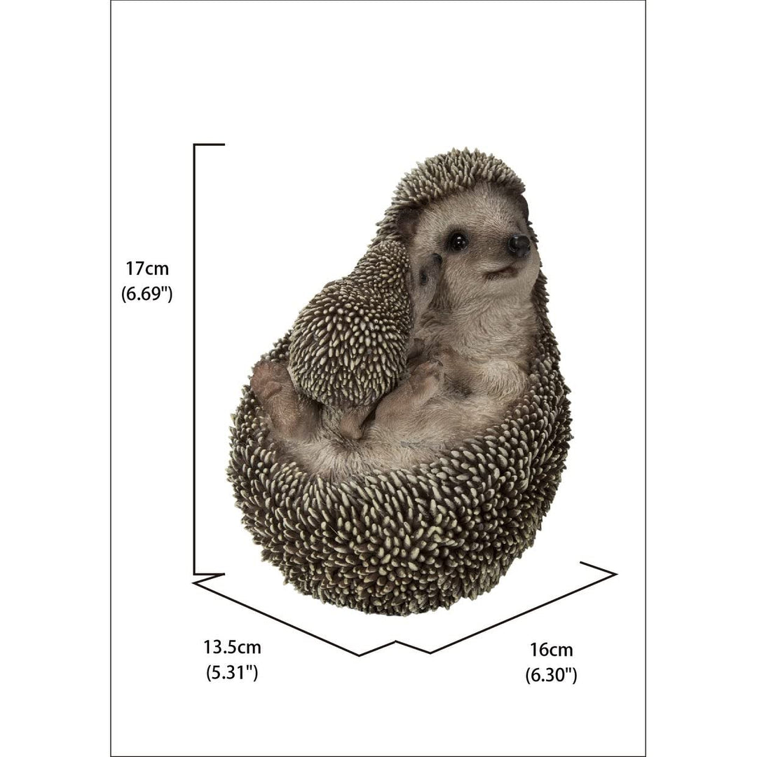 Mother Baby Hedgehogs On Back Ultra Realistic Garden Statue Multi Color - Diamond Home USA
