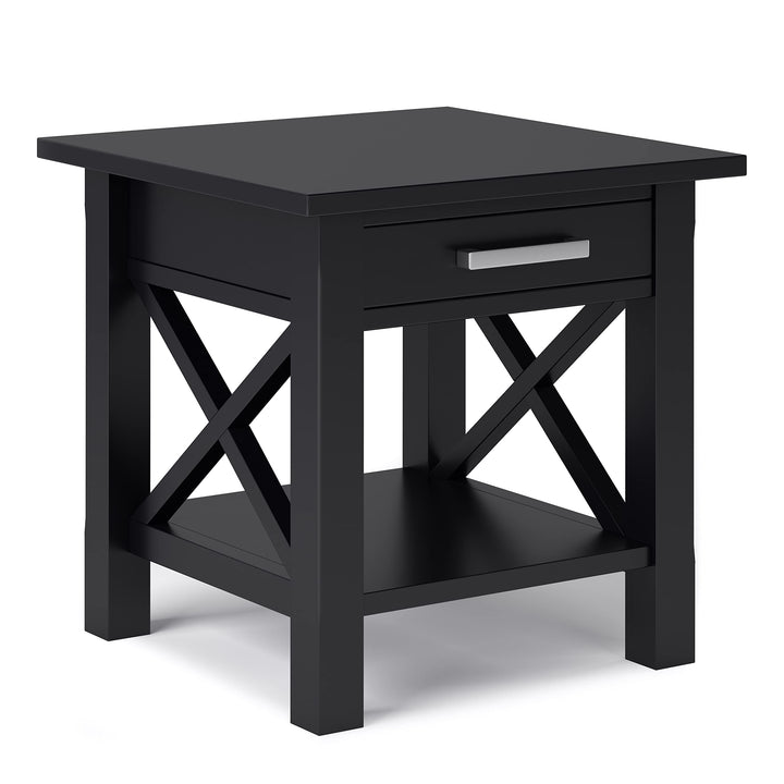 SIMPLIHOME Kitchener SOLID WOOD 21 inch wide Square Contemporary End Side Black