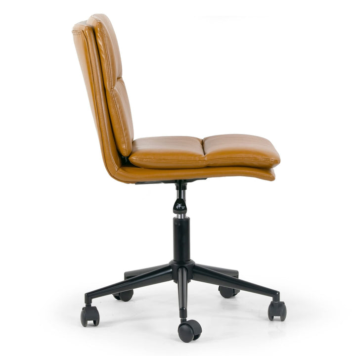 Cappuccino Leather Adjustable Height Swivel Office Chair Brown Modern - Diamond Home USA