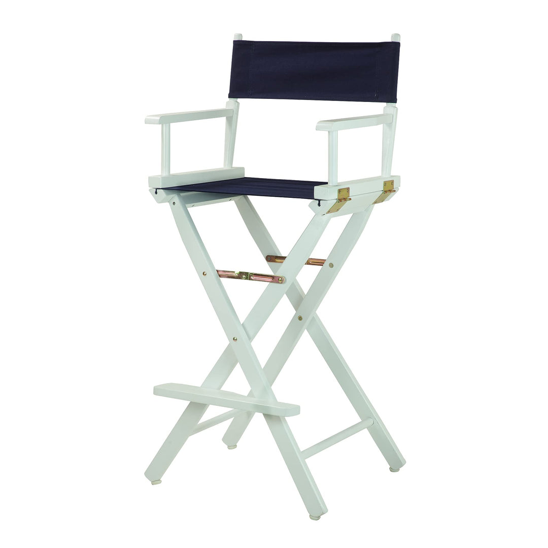Casual Home 30" Bar Height Directors-Chairs White Frame/Navy Blue Canvas Dark Blue