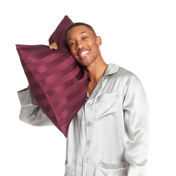 MYK Pure Natural Mulberry Silk Pillowcase 19 Momme with Both Sides Silk for Hair Red - Standard - Diamond Home USA
