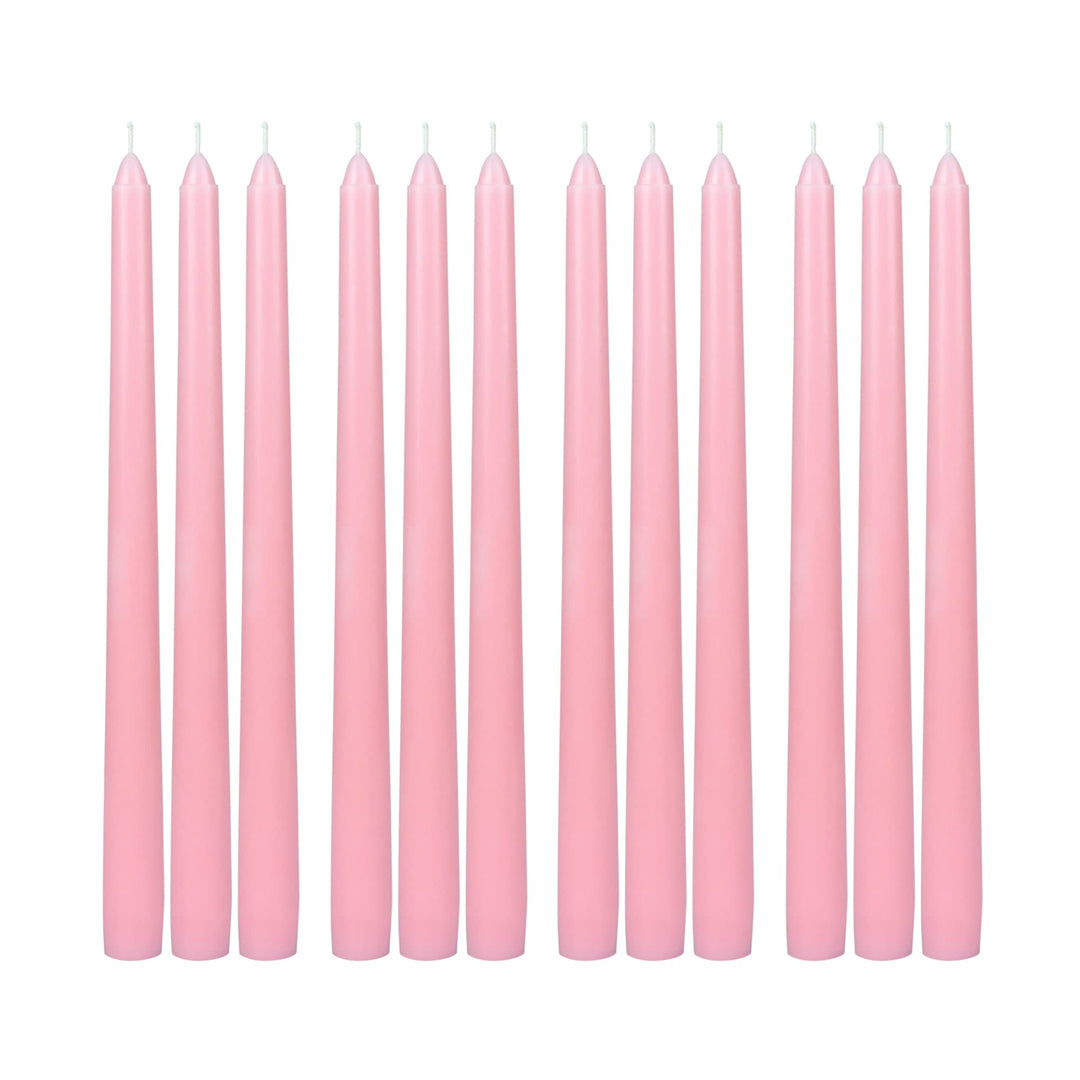 Zest Candle 12-Piece Taper Candles 10-Inch Light Rose Pink