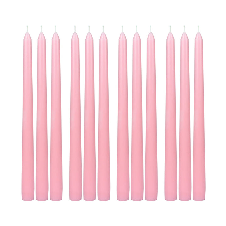 Zest Candle 12-Piece Taper Candles 10-Inch Light Rose Pink