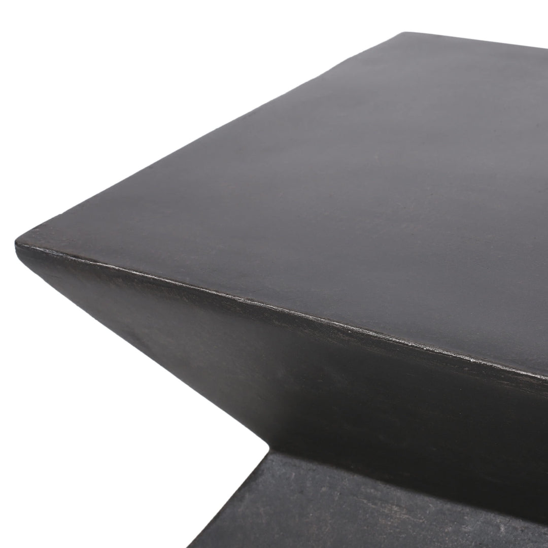 Outdoor Lightweight Concrete Side Table Black Modern Contemporary Square Antique - Diamond Home USA