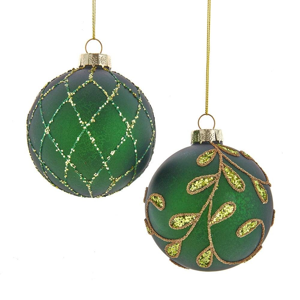 80mm Gold and Emerald Green Embellish Ball Ornaments 6 Piece Set Multi Color