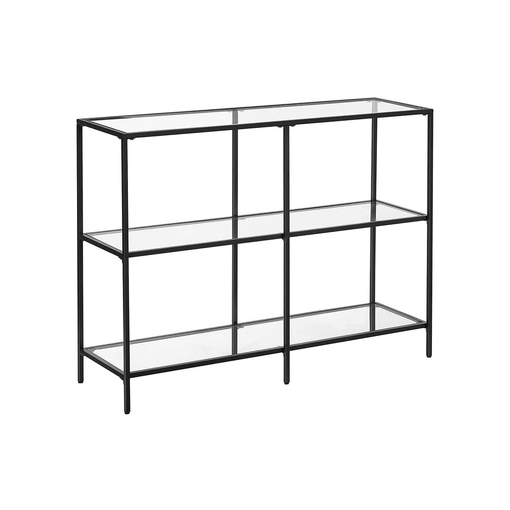 Console Sofa Table with 3 Shelves 39.4 X 11.8 28.7 Inches Steel Frame Tempered - Diamond Home USA