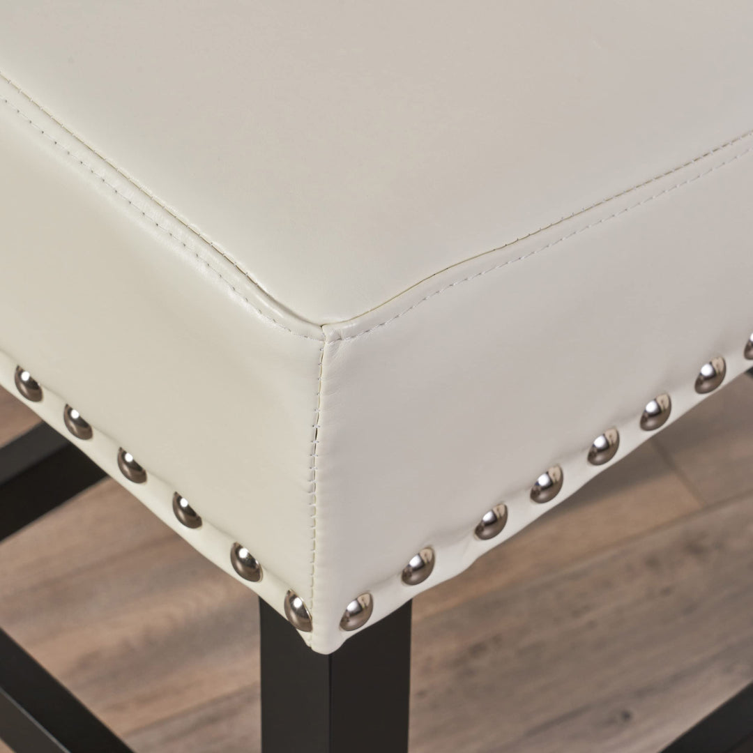 Christopher Knight Home Lisette Leather Counter Stools 2-Pcs Set Ivory - Diamond Home USA