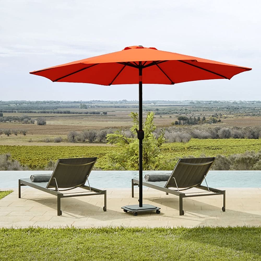 Furniture 9 Ft Orange Patio Umbrella With Tilt And Crank Solid Classic Modern