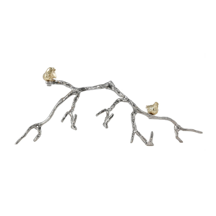 Decorative Wall Hook Branch Shaped with Birds Silver and Gold Modern