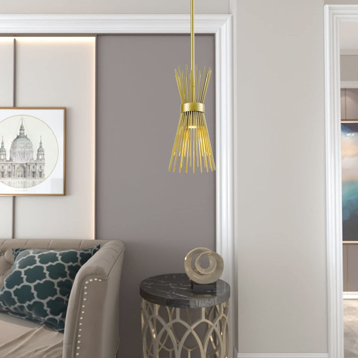 1 Light Single Bell with Wrought Iron Accents Gold Industrial Modern - Diamond Home USA