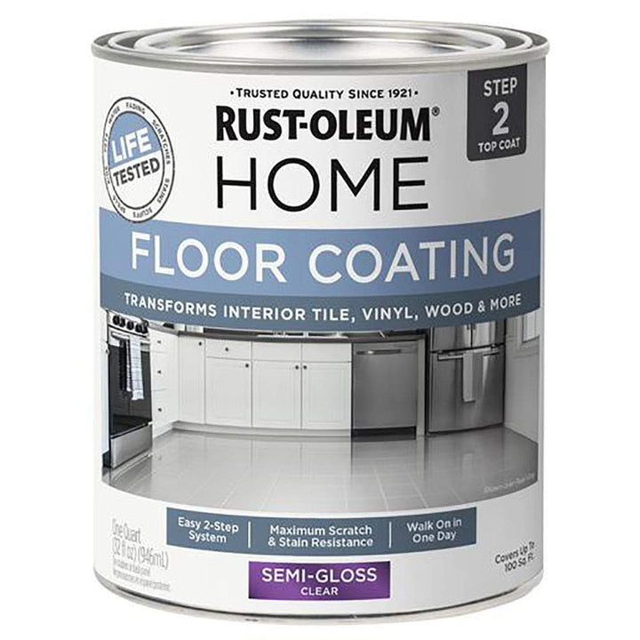 Rust-Oleum 358870 Floor Coating Top Coat Semi-Gloss Clear Quart