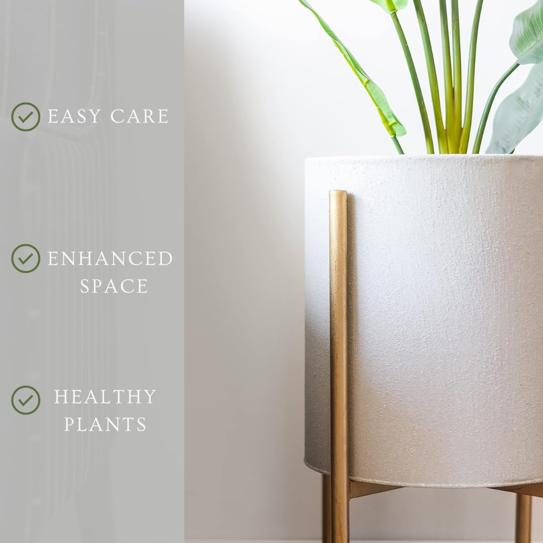 Aspire Mid-Century Modern Planter Set of 2 Gray Indoor Plant Pots with Golden - Diamond Home USA