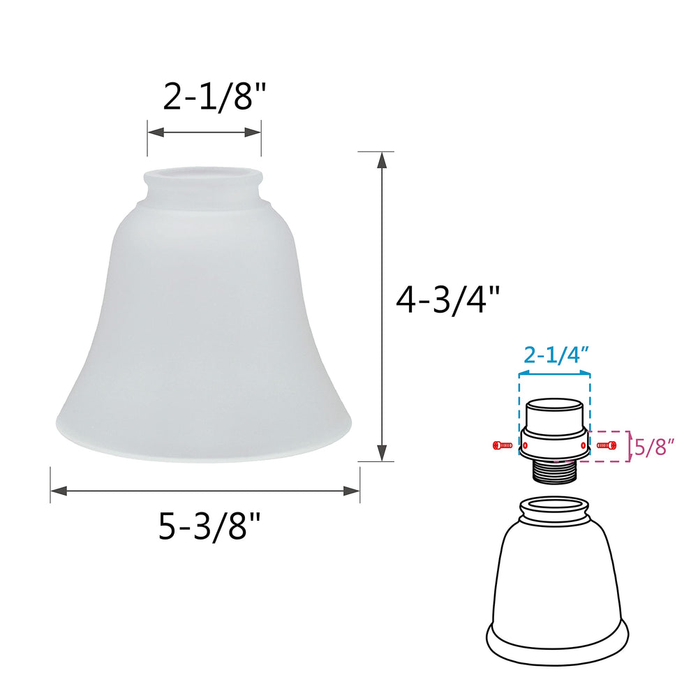 Aspen Creative 23026-4 Transitional Frosted Bell Shape Ceiling Fan Glass - Diamond Home USA