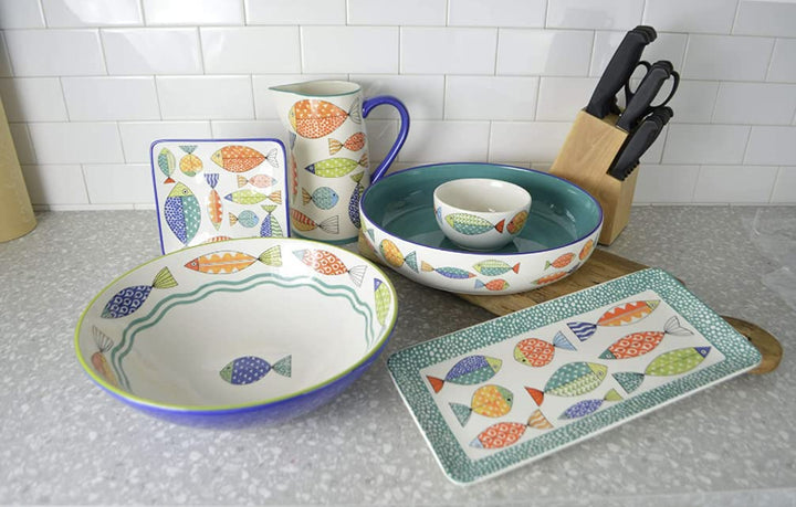 Euro Ceramica FreshCatch Collection 2.5LT Pitcher - Indoor/Outdoor Use - - Diamond Home USA