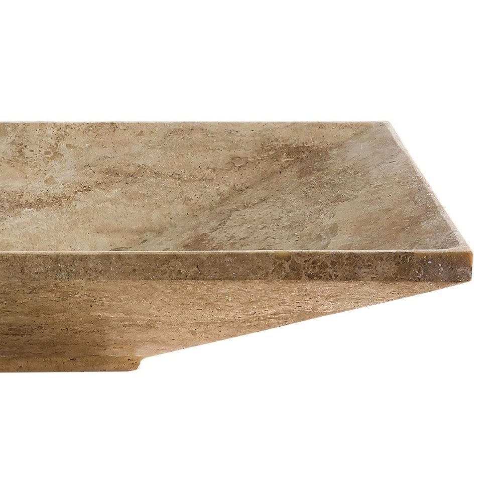 Interlaken' Metallic Silver Vessel Sink Beige Rectangle Stone Natural Finish - Diamond Home USA