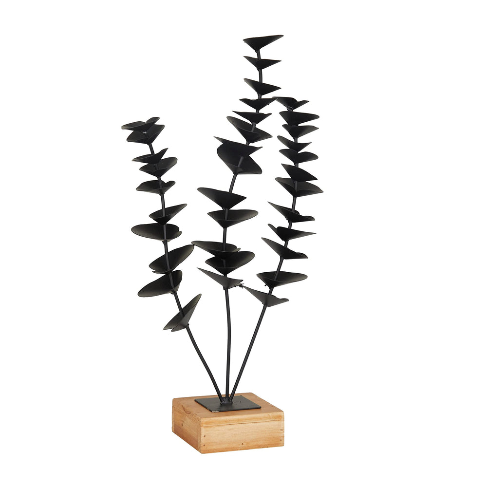 Black Metal Contemporary Floral Sculpture 9 X 4 18 Iron - Diamond Home USA