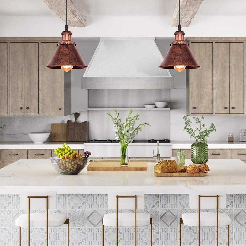 Single Rustic Copper Light Rusty Red Farmhouse Industrial Metal Dimmable - Diamond Home USA