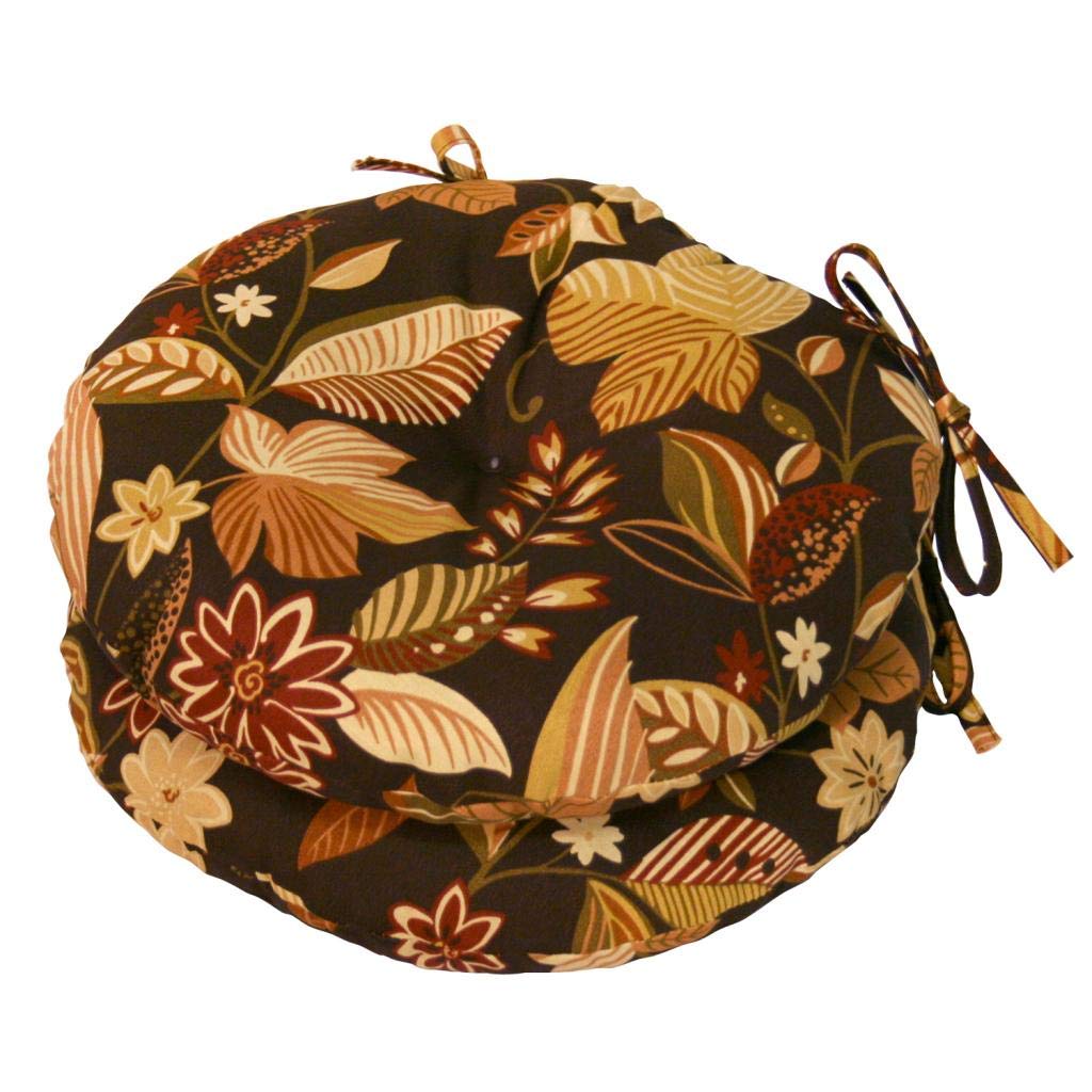 Outdoor 15-inch Floral Bistro Chair Cushions (Set of 2) Brown Red Yellow - Diamond Home USA