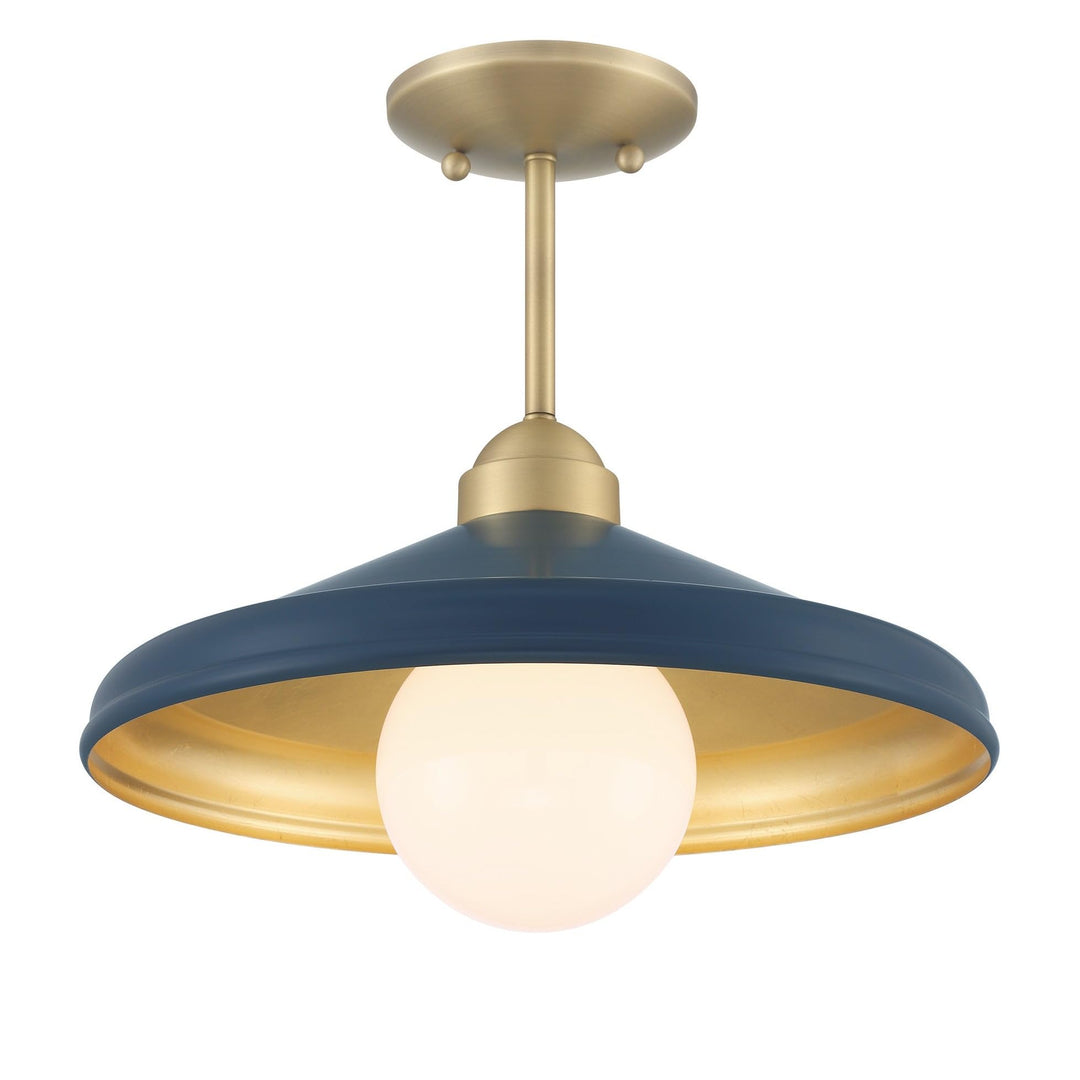 Matte Navy 14" Semi-flush Mount Ceiling Barn Light 14'' D Inch 11'' W H Blue - Diamond Home USA