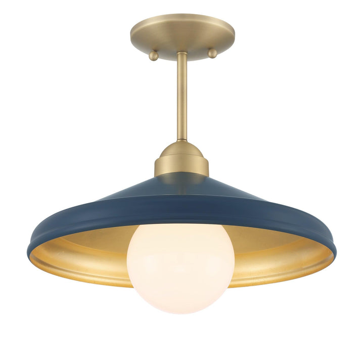 Matte Navy 14" Semi-flush Mount Ceiling Barn Light 14'' D Inch 11'' W H Blue - Diamond Home USA