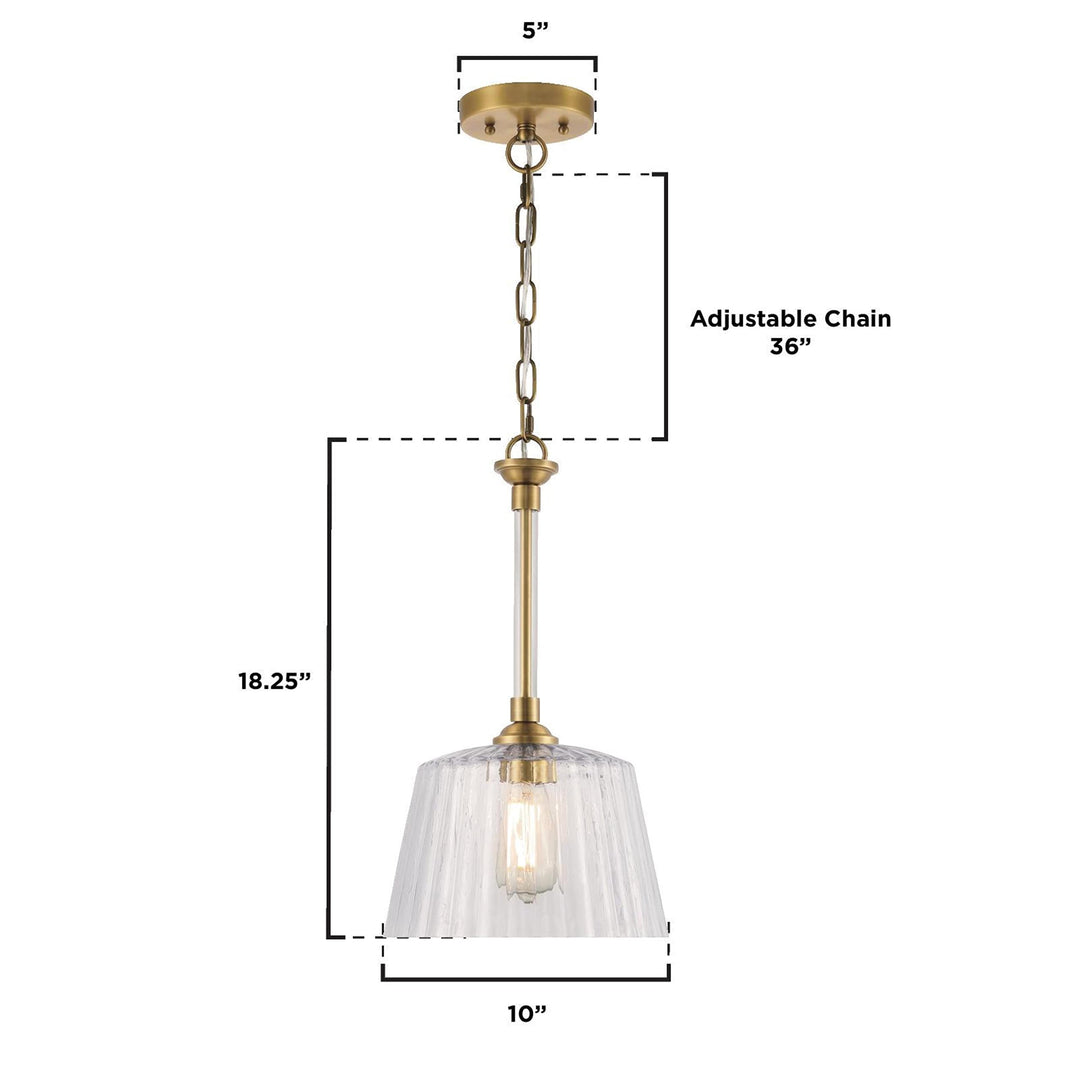 Westinghouse 6130200 Aggie Transitional One Light Indoor Pendant Brushed Brass - Diamond Home USA