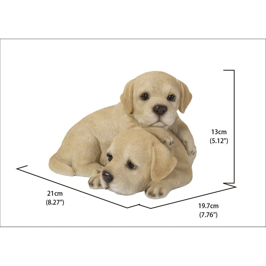Baby Labradors Playing Ultra Realistic Garden Statue Multi Color Polyresin - Diamond Home USA