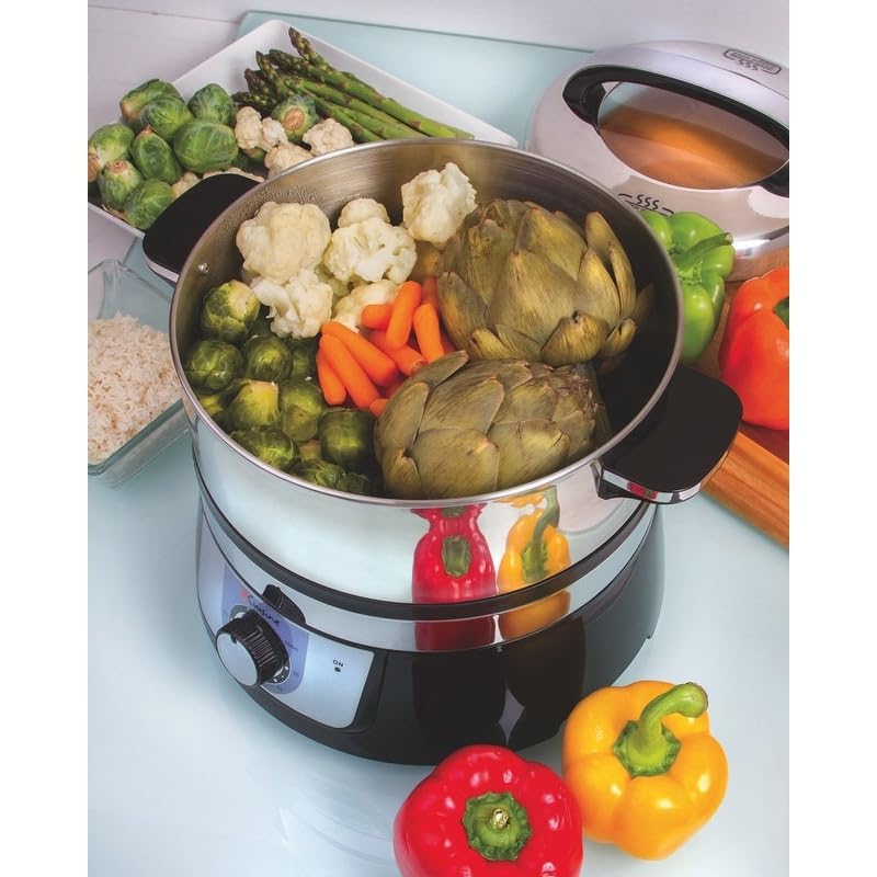 Electric Food Steamer Stainless Steel Black - Diamond Home USA