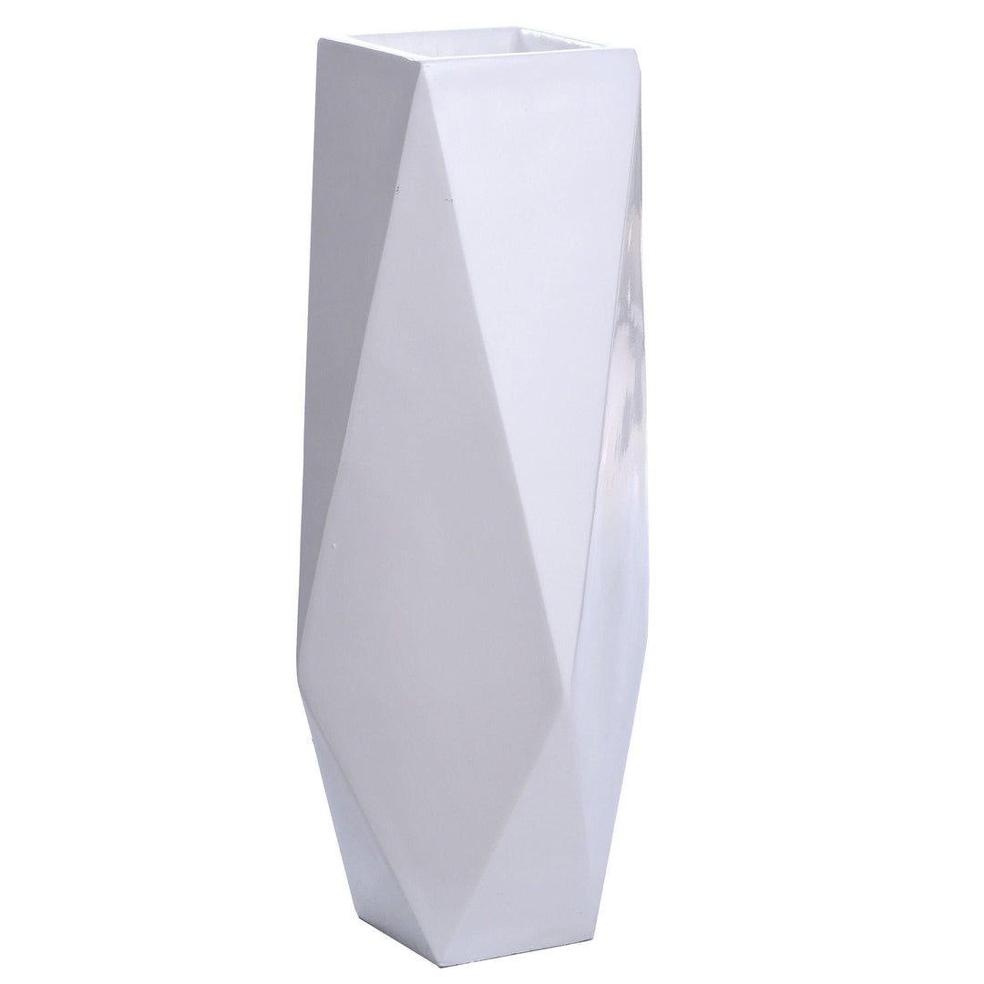 Floor Vase Medium Gloss White Finish On Resin Modern Contemporary Polyresin