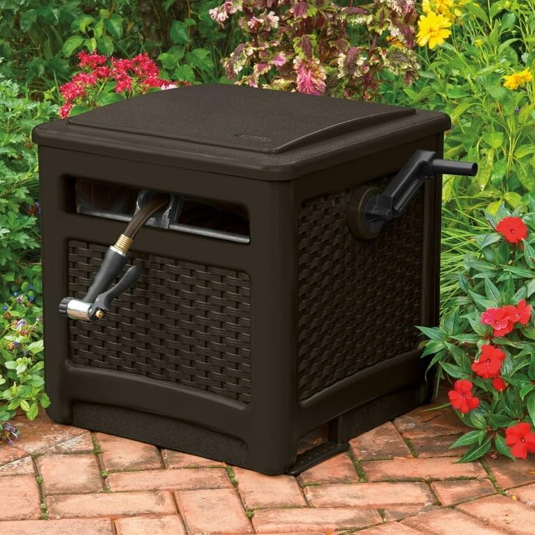 Ft.wicker Garden Hose Reel Guide And Brown - Diamond Home USA