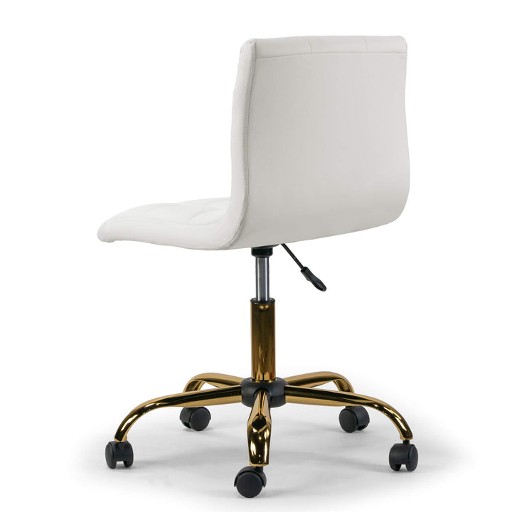 Glamour Home Aman Faux Leather Adjustable Height Swivel Office Chair in Cream - Diamond Home USA