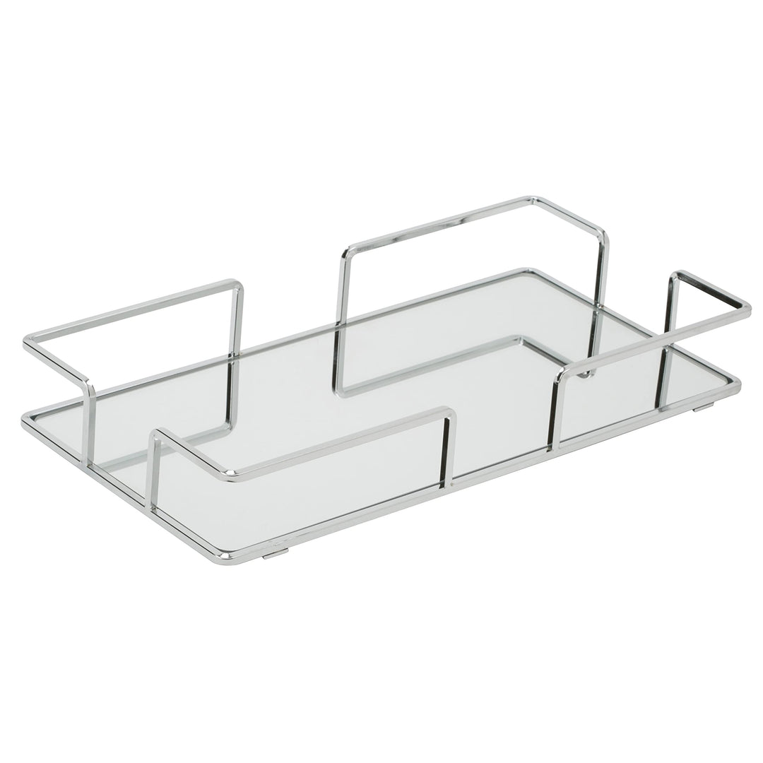 Home Details Modern Chrome Rectangular Vanity Mirror Tray Silver Contemporary - Diamond Home USA