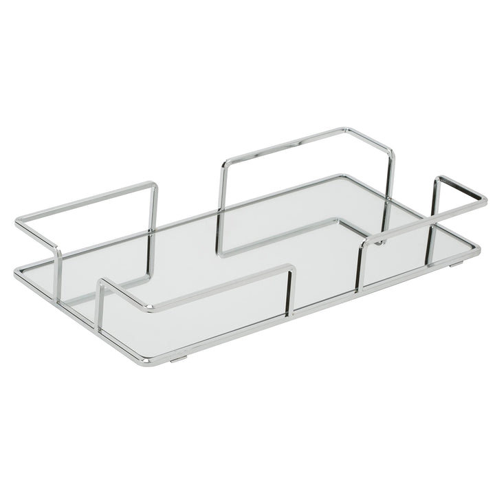 Home Details Modern Chrome Rectangular Vanity Mirror Tray Silver Contemporary - Diamond Home USA