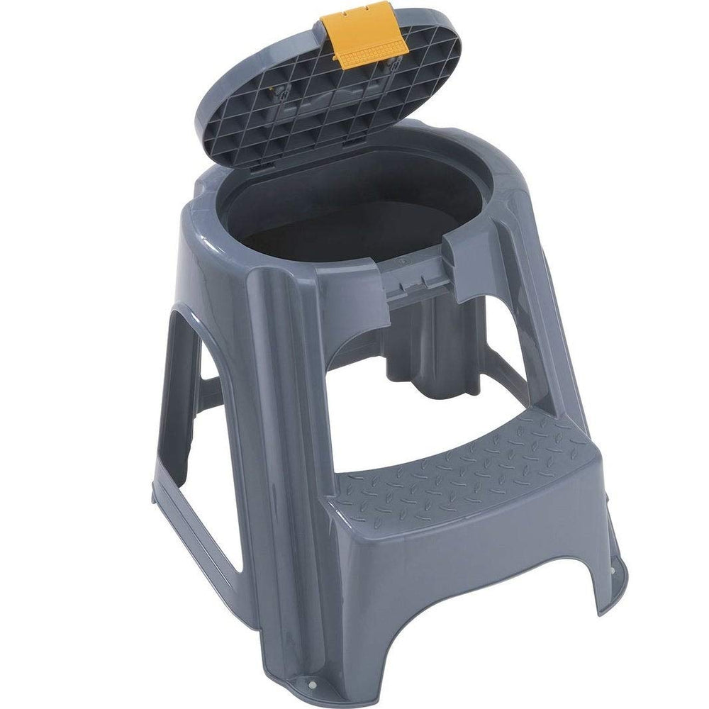 2-Step Plastic Step Stool with Top Organizer Compartment in Grey - Diamond Home USA