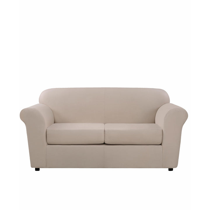 SureFit Ultimate Stretch Leather 3 PC Loveseat Slipcover in Pebbled Ivory