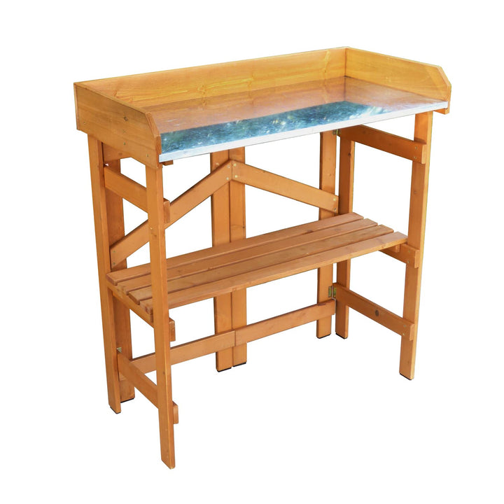 Merry Garden Folding Utility Table & Potting Bench Natural Stained
