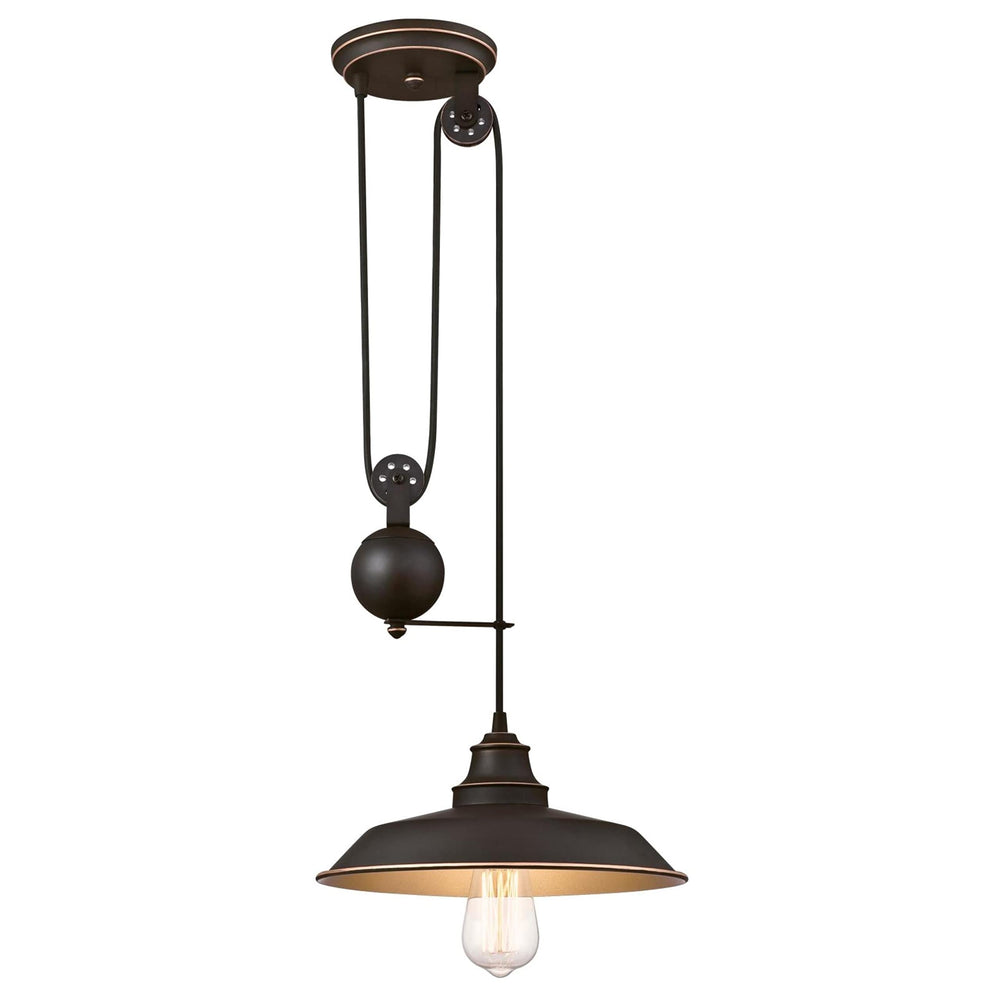 Iron Hill One-Light Indoor Pulley Oil Rubbed Bronze Finish with Highlights - Diamond Home USA