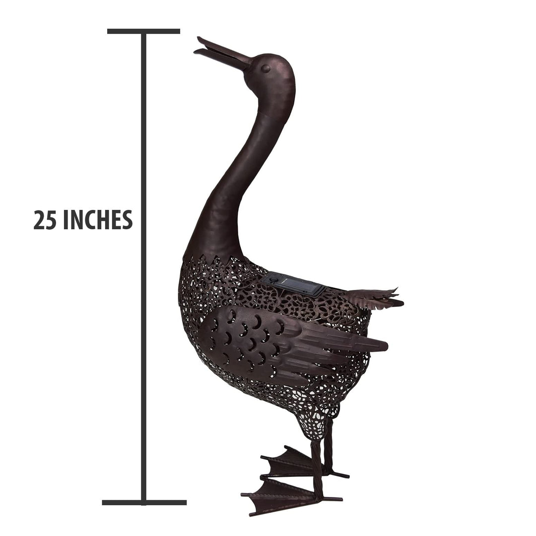 Oakland Living 25 inch Steel Indoor/Outdoor Animal Duck Statue with Solar Light - Diamond Home USA