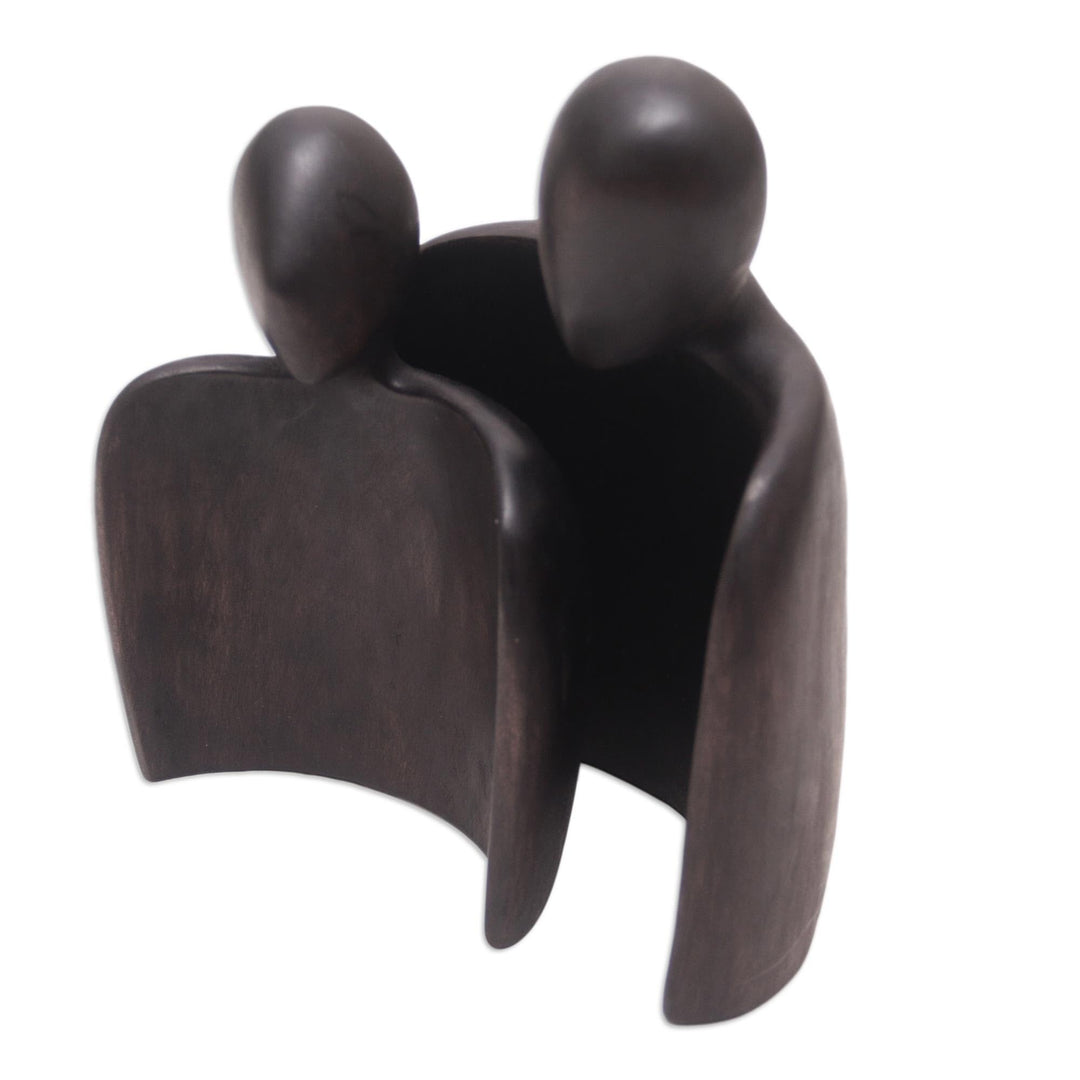 Handmade Romantic Hug Wood Sculpture Brown Antique - Diamond Home USA