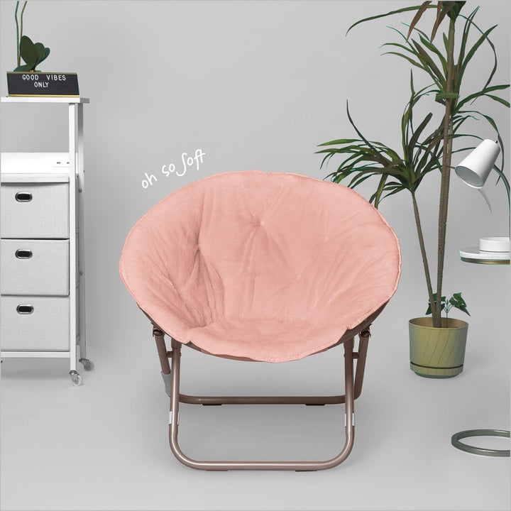 Urban Lifestyle Faux Fur Saucer Chair with Metal Frame One Size Blush - Diamond Home USA