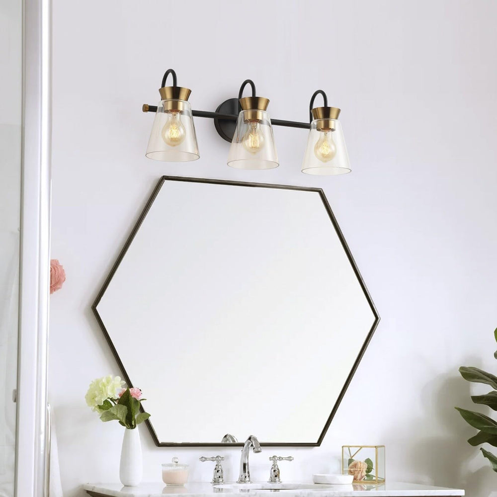 Vintage Over Mirror Bathroom Vanity Light Fixture with Dome Glass Shade Black - Diamond Home USA