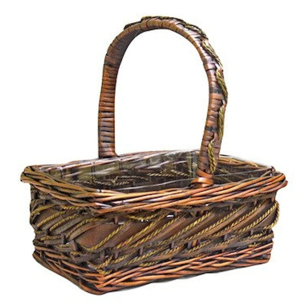 Rectangular Handled Willow Basket Brown Wood