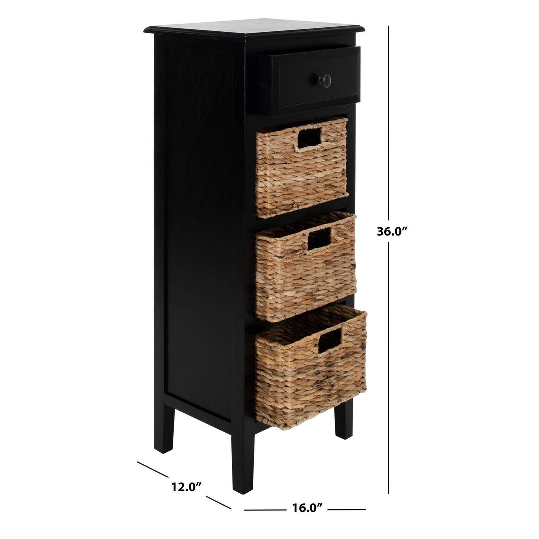 Distressed Black 4-Drawer Storage Side Table Farmhouse Rectangle Pine Wood - Diamond Home USA