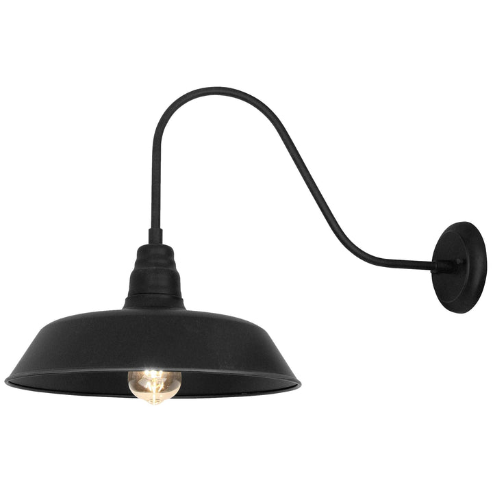 1 Light Outdoor Wall Lighting 13.75" X 15.5" 23.25" Black Traditional Steel