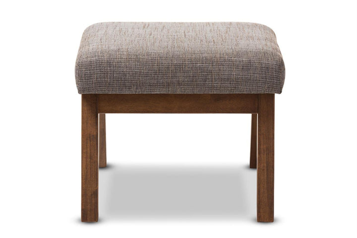 Baxton Studio Aberdeen Upholstered Ottoman in Gravel Gray and Walnut - Diamond Home USA