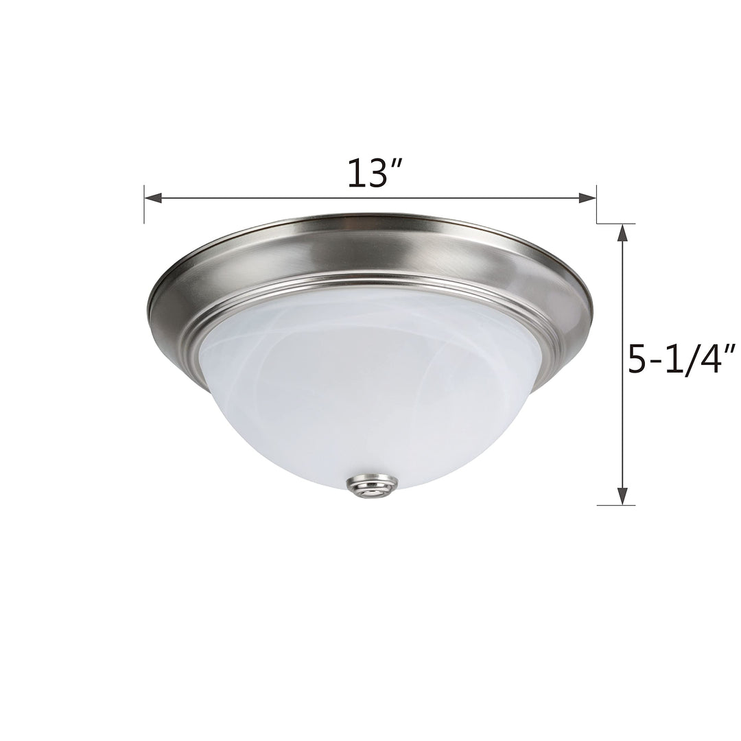 Aspen Creative 63014-1 2-Light Flush Mount in Brushed Nickel Finish with White - Diamond Home USA
