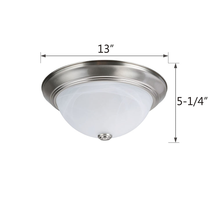 Aspen Creative 63014-1 2-Light Flush Mount in Brushed Nickel Finish with White - Diamond Home USA