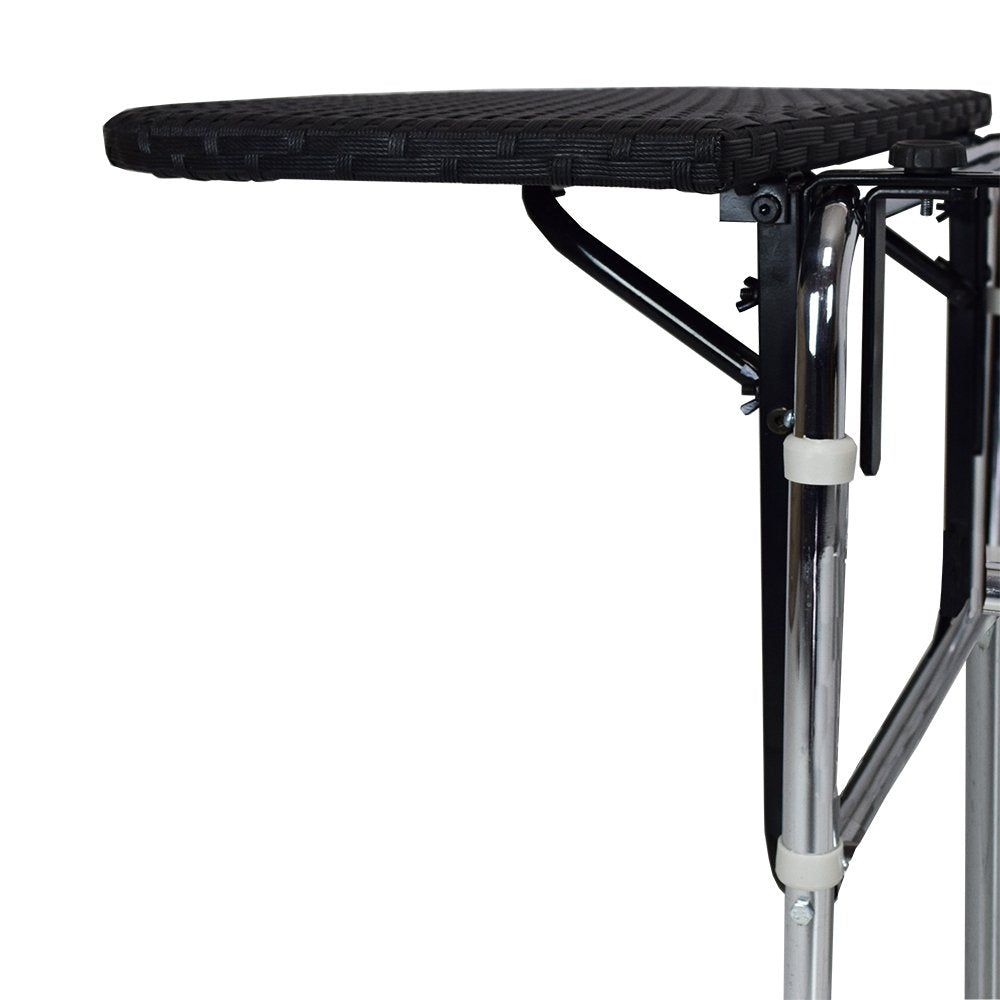 Oakland Living Balcony Railing Wicker Table Black - Diamond Home USA