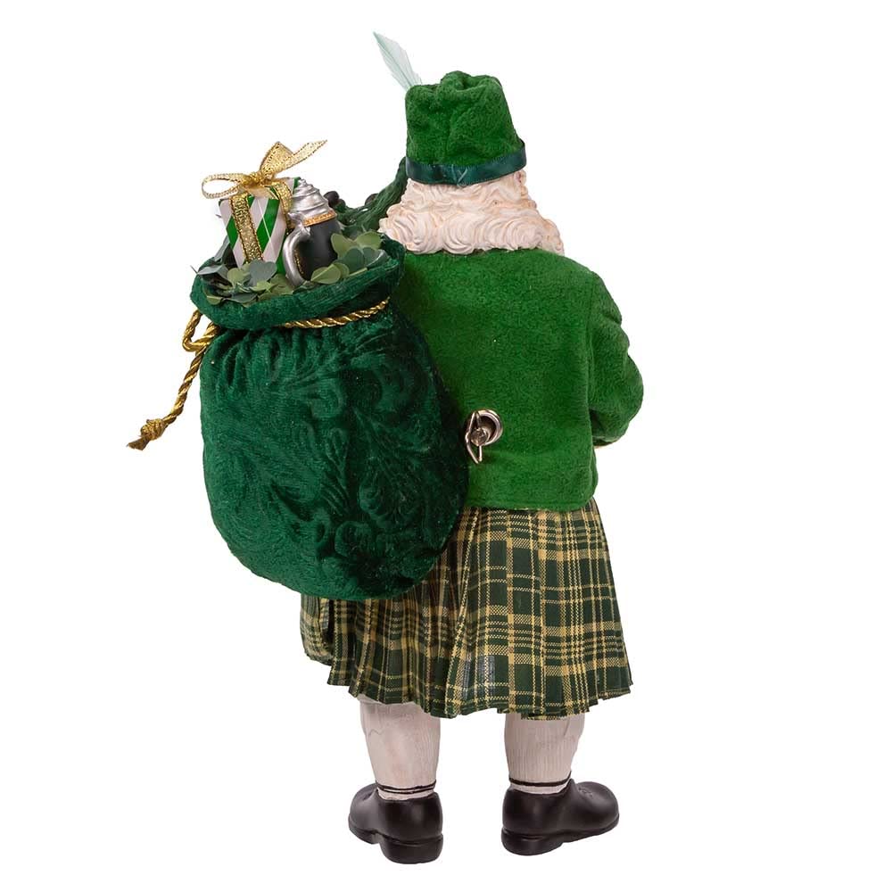 Kurt Adler 10.5-Inch Fabriché Musical Irish Bagpiper Santa - Diamond Home USA
