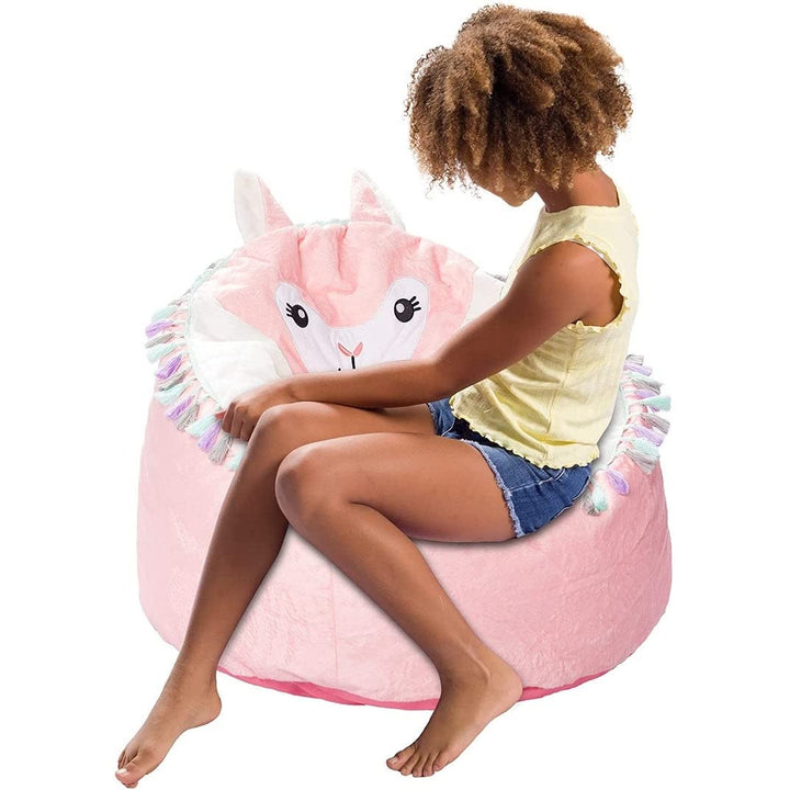 Posh Creations Cute Soft and Comfy Bean Bag Chair for Kids Animal - Pink Llama