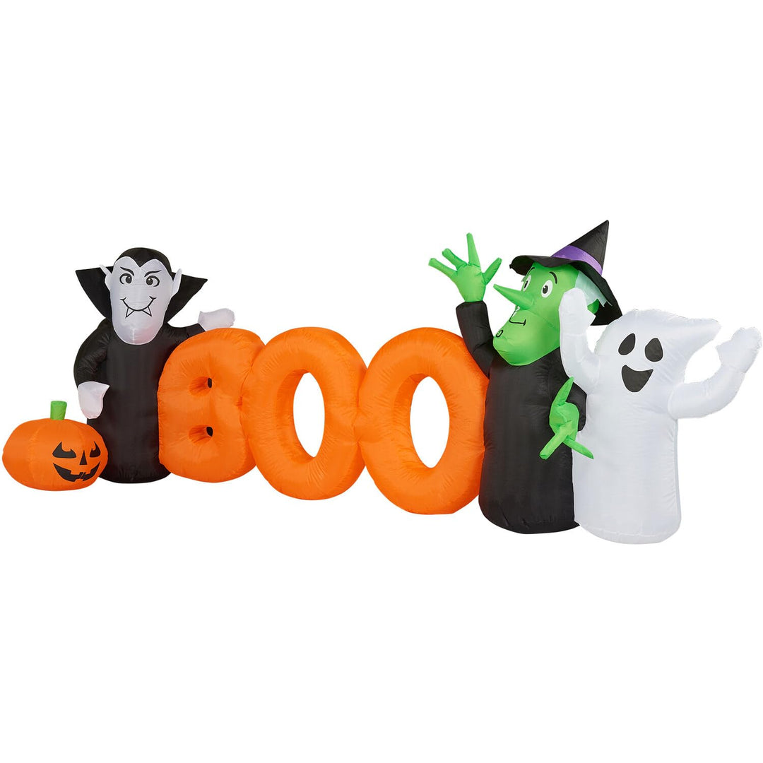 Haunted Hill Farm 10-ft. Wide Vampire Ghost and Witch Boo Sign Blow Up with - Diamond Home USA